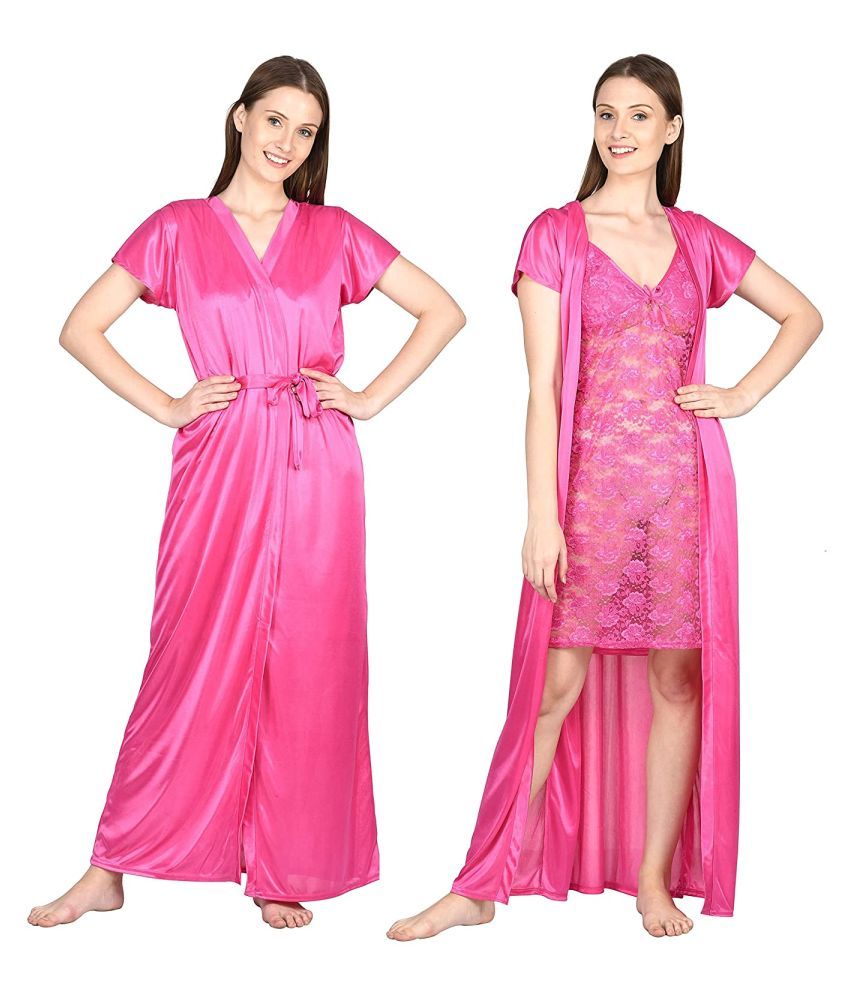     			Apratim Satin Nighty & Night Gowns - Pink