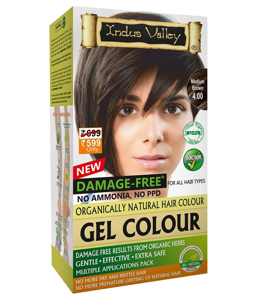     			Indus Valley Organically Natural Hair Color No Ammonia Gel Hair Color Medium Brown 4.00 , Medium Brown ()