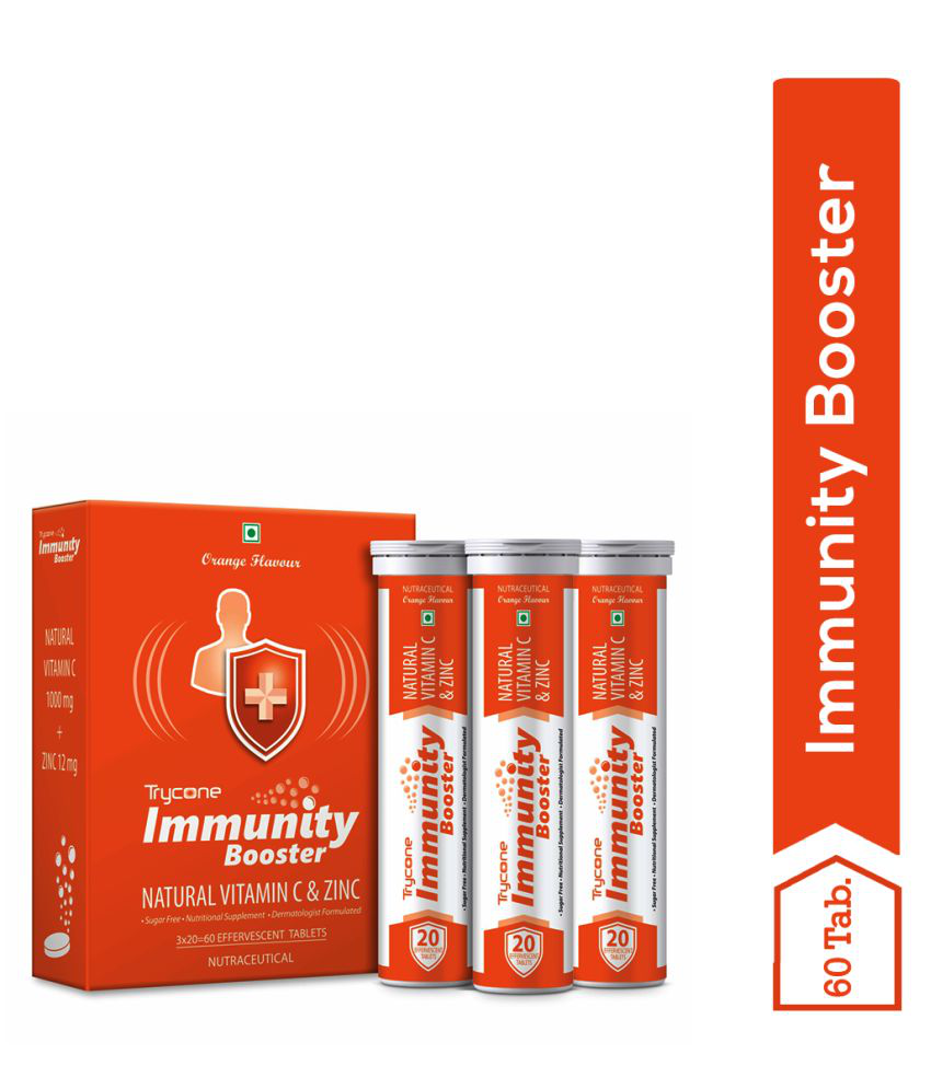     			Trycone Immunity Booster â Natural Vitamin C from Amla Extract 1000 mg with Zinc 12 mg â Antioxidant & Skin care- 60 Effervescent Tablets â Orange Flavour