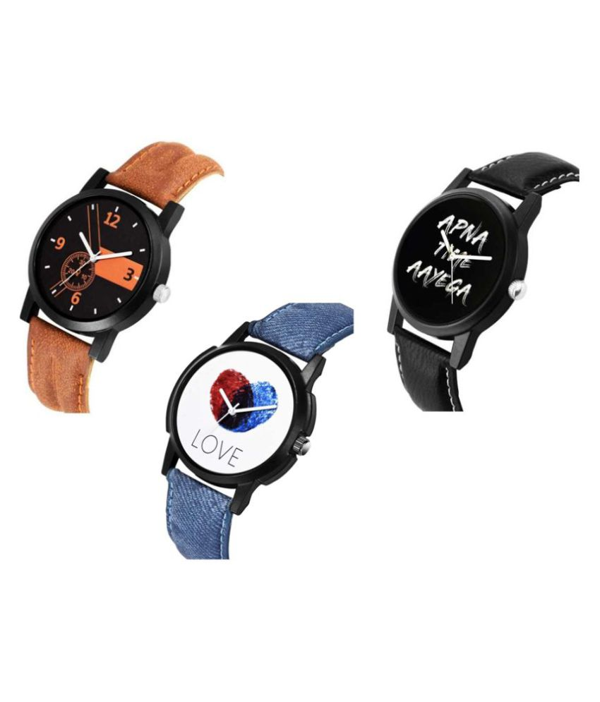 EMPERO Set Of 3 All Style Leather Analog Men's Watch - Buy EMPERO Set ...