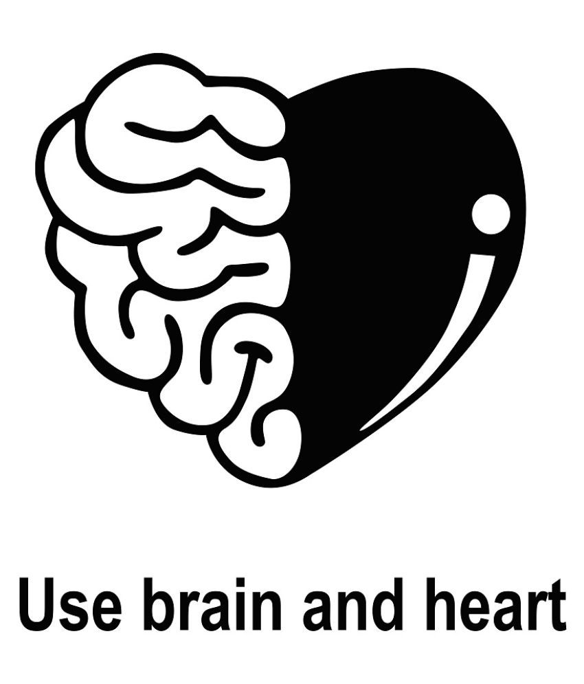     			Wallzone Brain And Heart Sticker ( 50 x 55 cms )