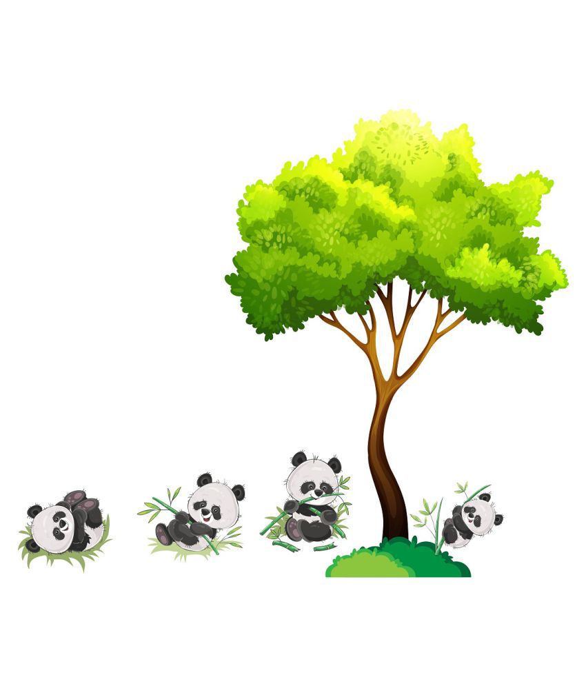     			Wallzone Panda Tree Sticker ( 90 x 100 cms )