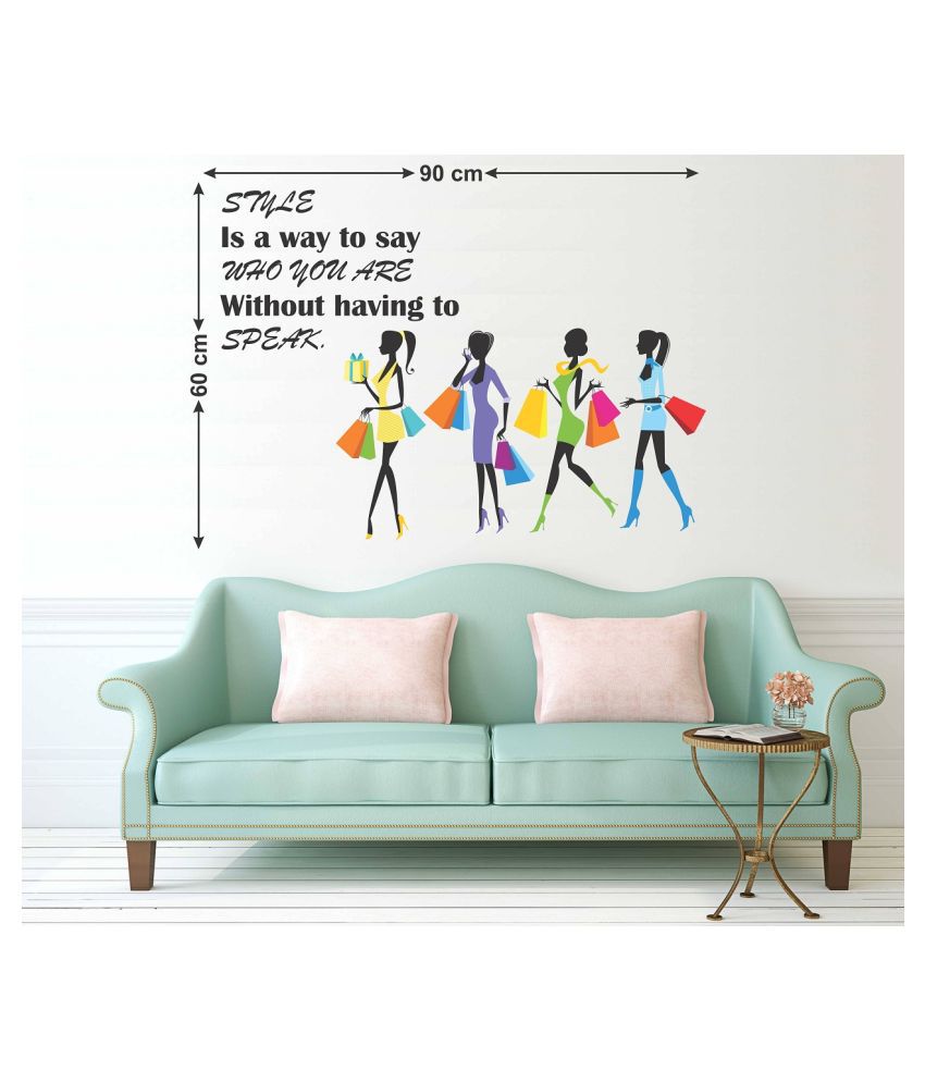     			Wallzone Shopping Girls Sticker ( 90 x 60 cms )