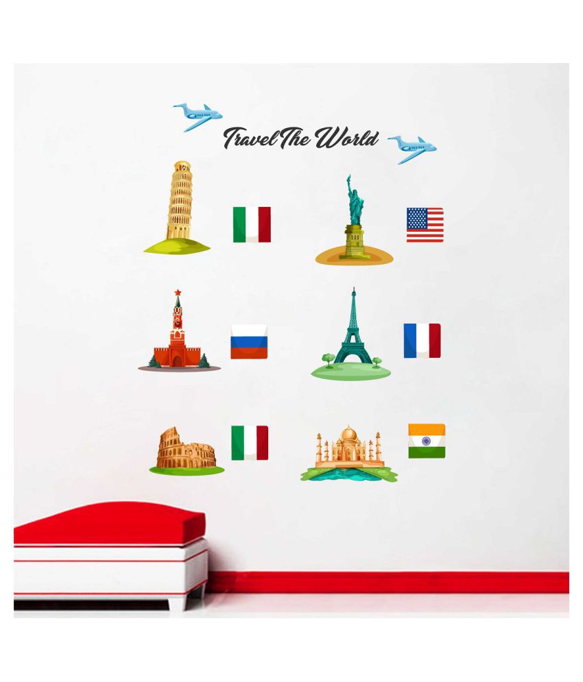     			Wallzone Travel The World Sticker ( 80 x 100 cms )