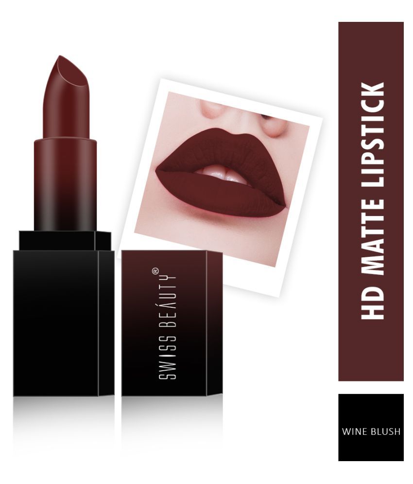     			Swiss Beauty HD Matte Lipstick (Wine Blush), 3.5gm