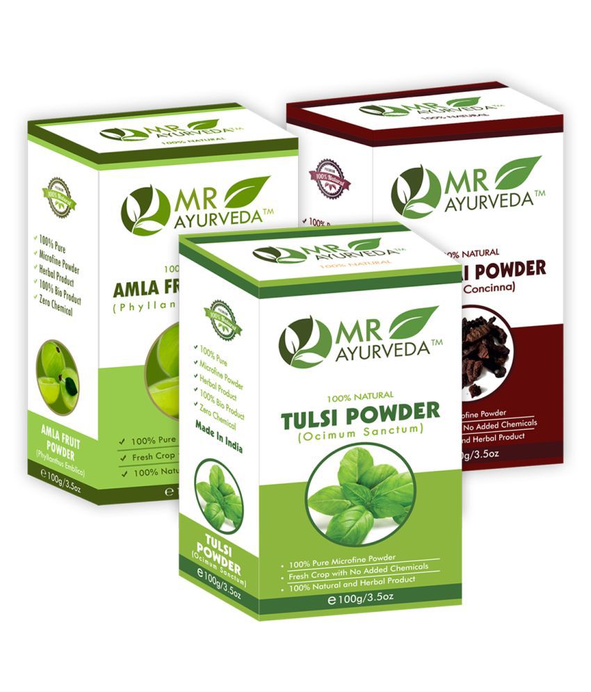     			MR Ayurveda 100% Herbal Tulsi, Amla & Shikakai Powder Hair Scalp Treatment 300 g Pack of 3