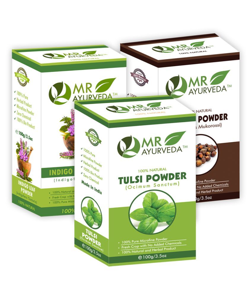     			MR Ayurveda 100% Organic Tulsi, Indigo & Reetha Powder Hair Scalp Treatment 300 g Pack of 3