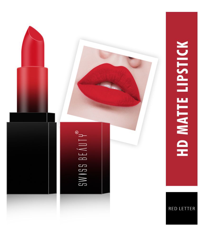     			Swiss Beauty HD Matte Lipstick (Red Letter), 3.5gm