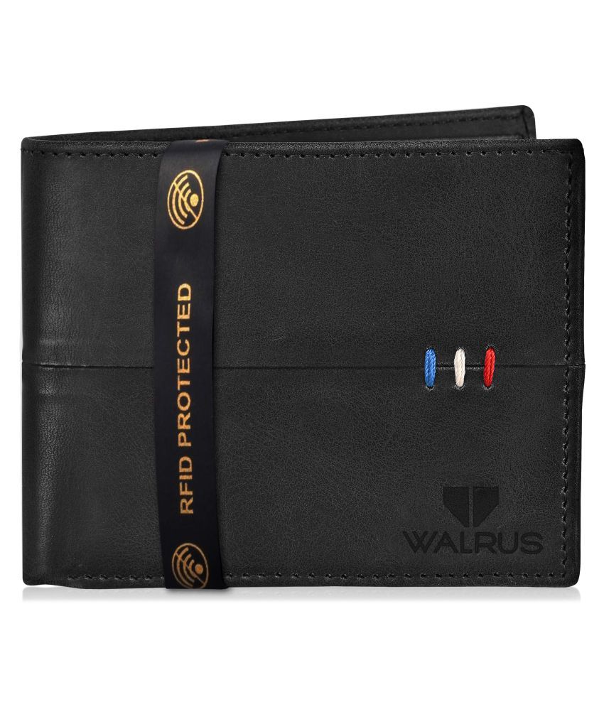     			Walrus Faux Leather Black Casual Regular Wallet