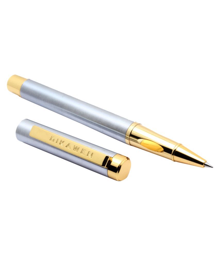     			Exclusive Dikawen 8023 Brushed Steel Roller ball Pen With Golden Trims