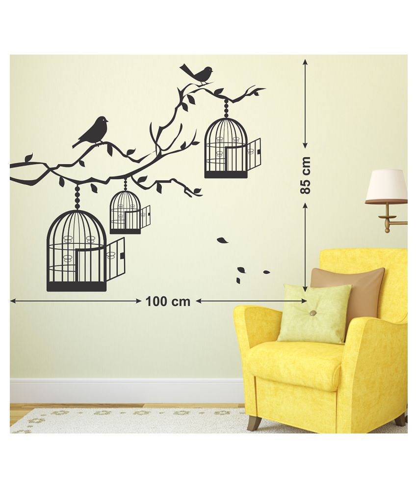     			Wallzone Birds Cage Sticker ( 70 x 75 cms )
