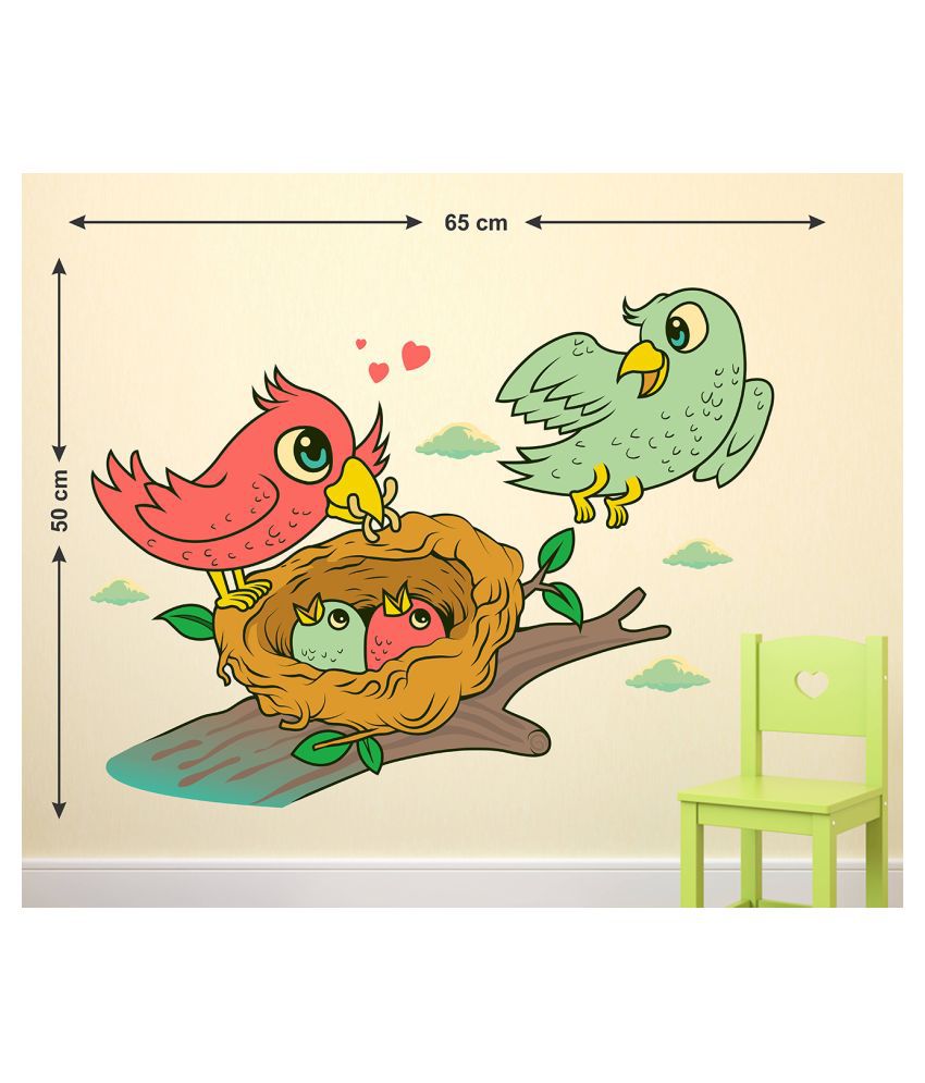     			Wallzone Birds Family Sticker ( 70 x 75 cms )