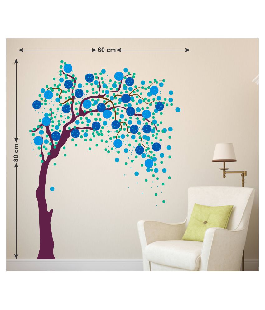     			Wallzone Blue Tree Sticker ( 70 x 75 cms )
