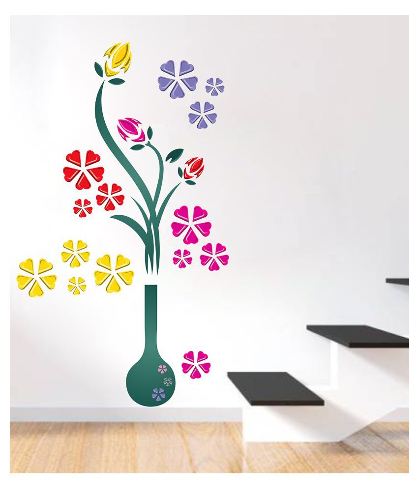     			Wallzone Flower Pot Sticker ( 70 x 75 cms )