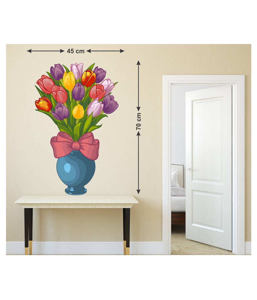     			Wallzone Flower Vase Sticker ( 70 x 75 cms )