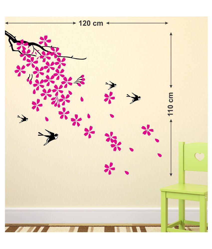     			Wallzone Flowers & Birds Sticker ( 70 x 75 cms )