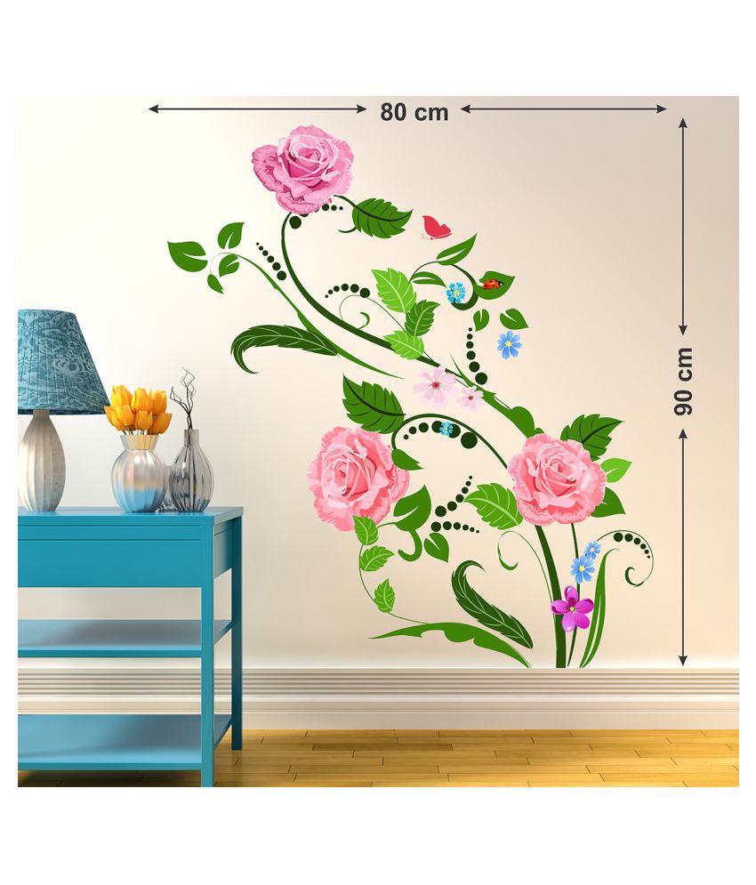     			Wallzone Flowers Medium Vinyl Wallstickers (80 cm x 90 cm) Sticker ( 70 x 75 cms )