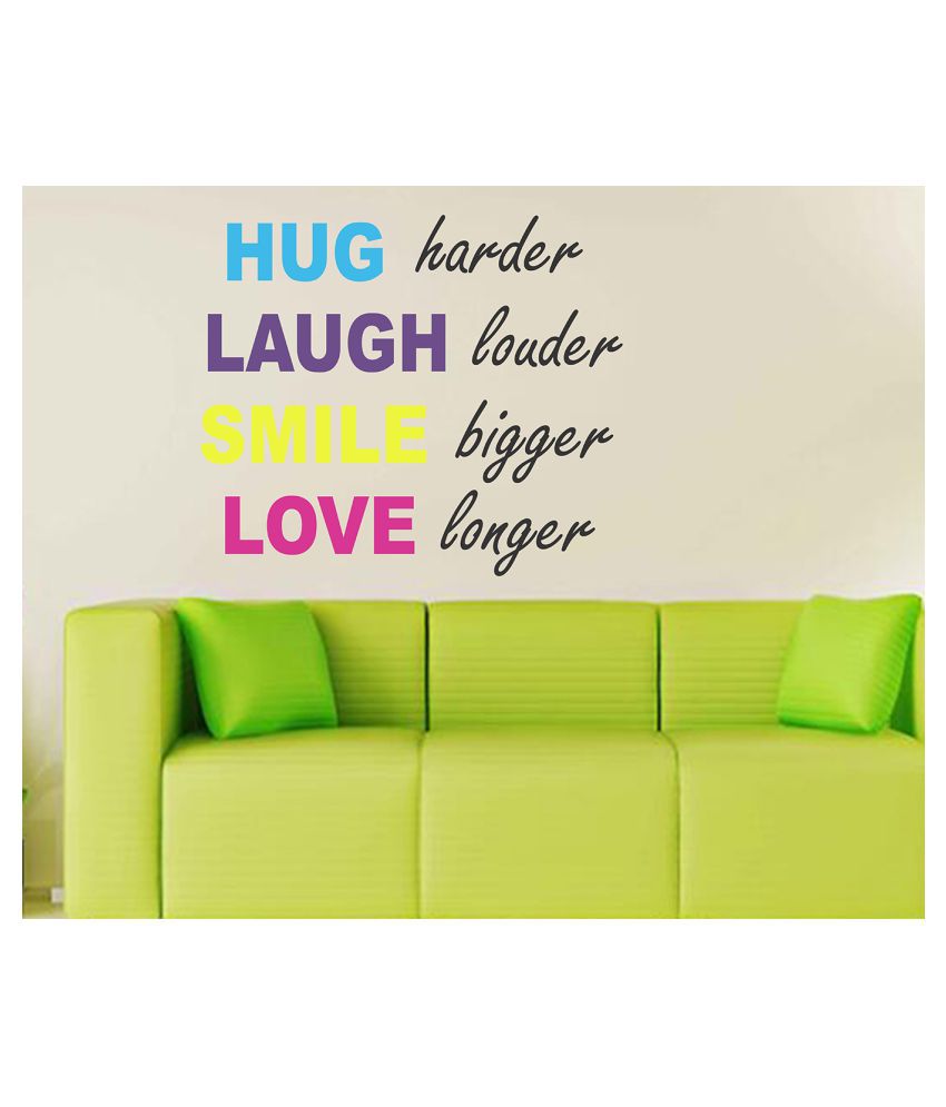     			Wallzone Hug Laugh Smile Love Sticker ( 70 x 75 cms )