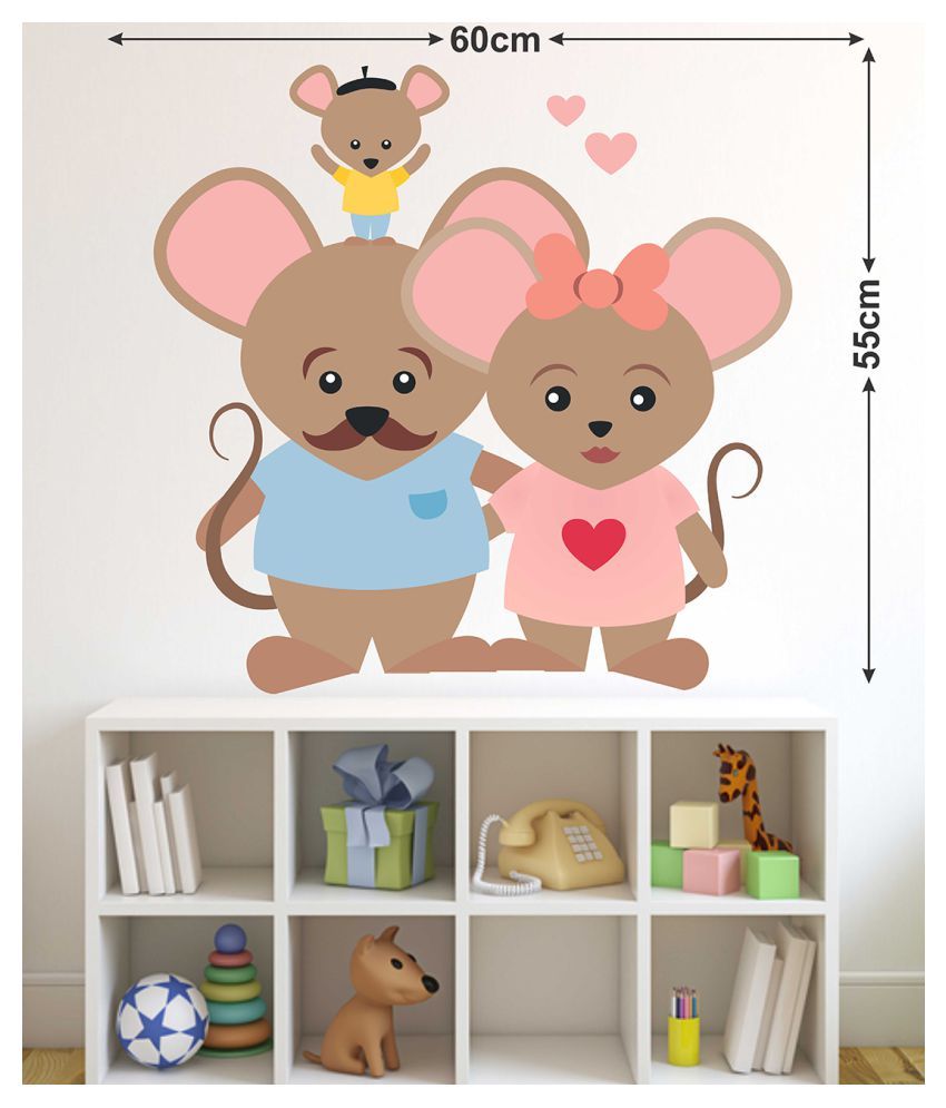     			Wallzone Mouse Family Sticker ( 70 x 75 cms )