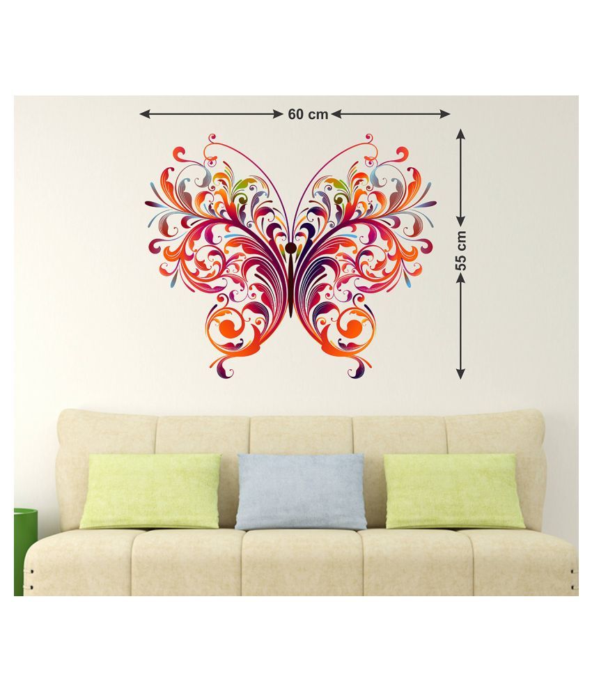     			Wallzone Multicolor Butterfly Sticker ( 70 x 75 cms )