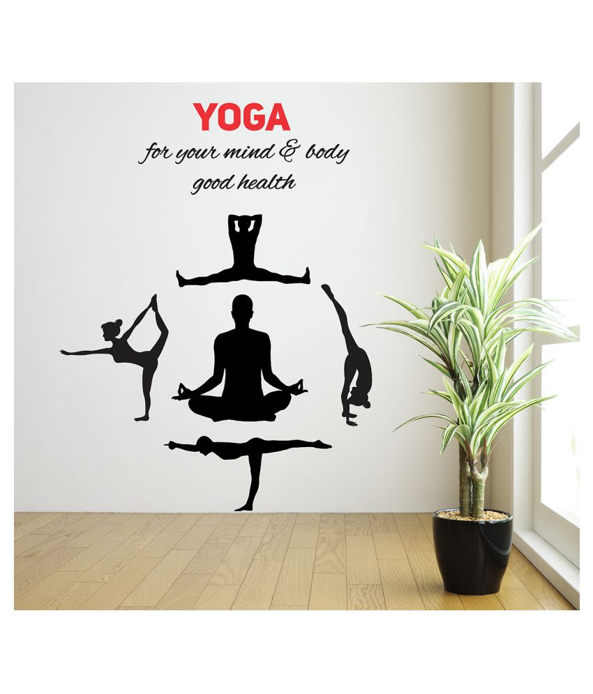     			Wallzone Yoga Medium Vinyl Wallstickers (100 cm x 130 cm) Sticker ( 70 x 75 cms )