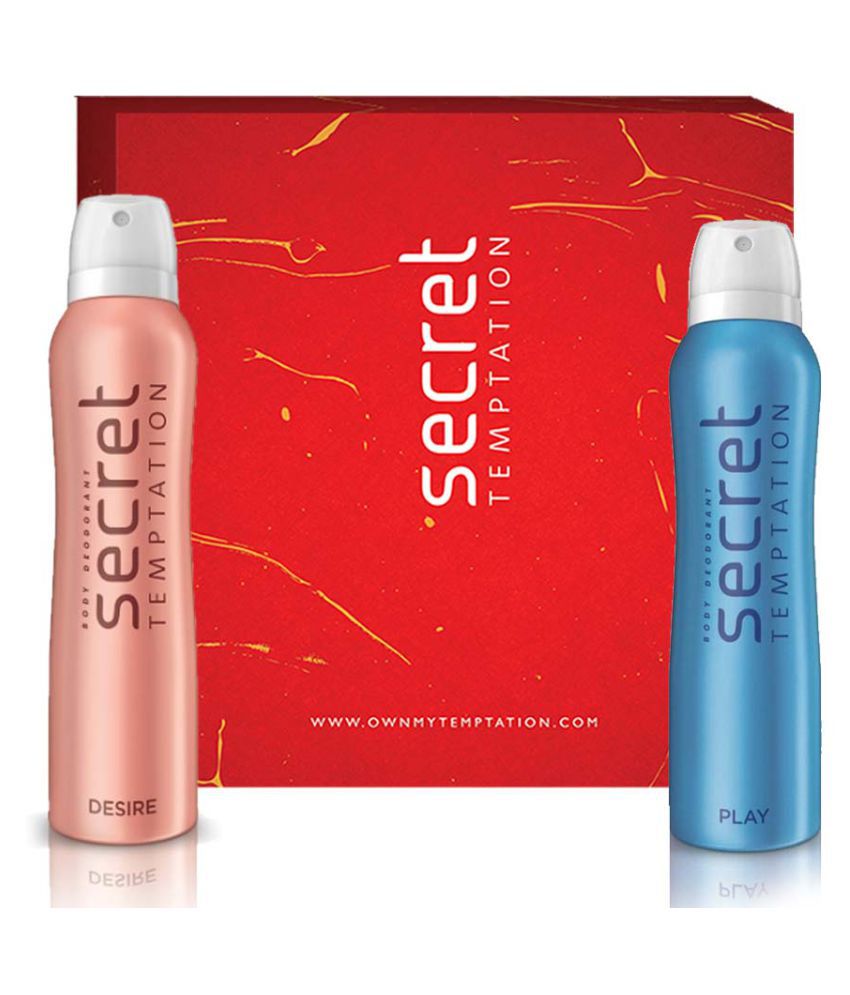     			secret temptation Gift Box with Desire and Play Deodorant for Women, Pack of 2 (150ml each) Combo Set (Set of 2)