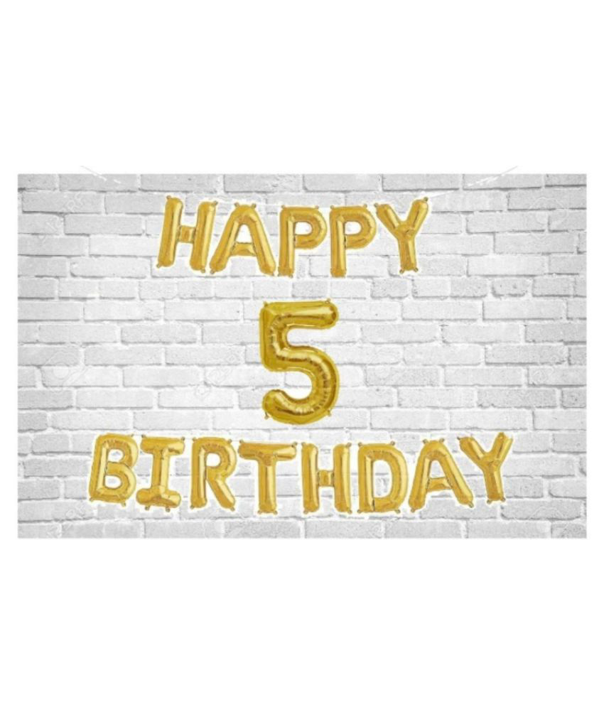     			Blooms Mall Happy Birthday (Golden) with Numeric no. 5