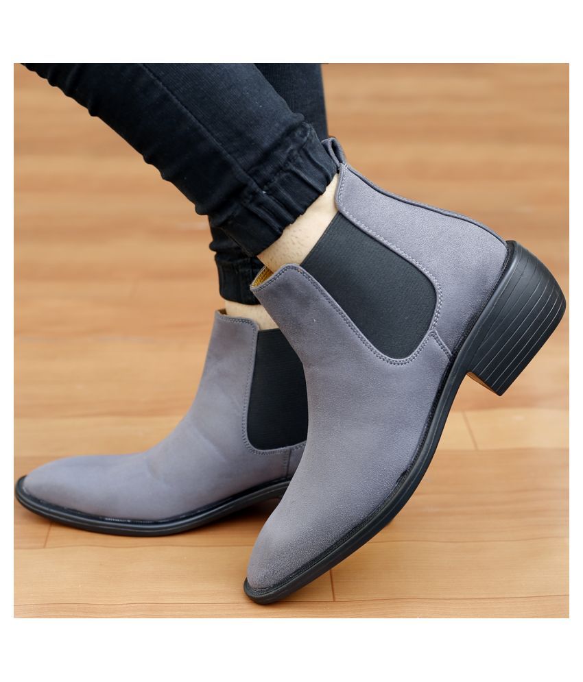     			YUVRATO BAXI Gray Chelsea boot