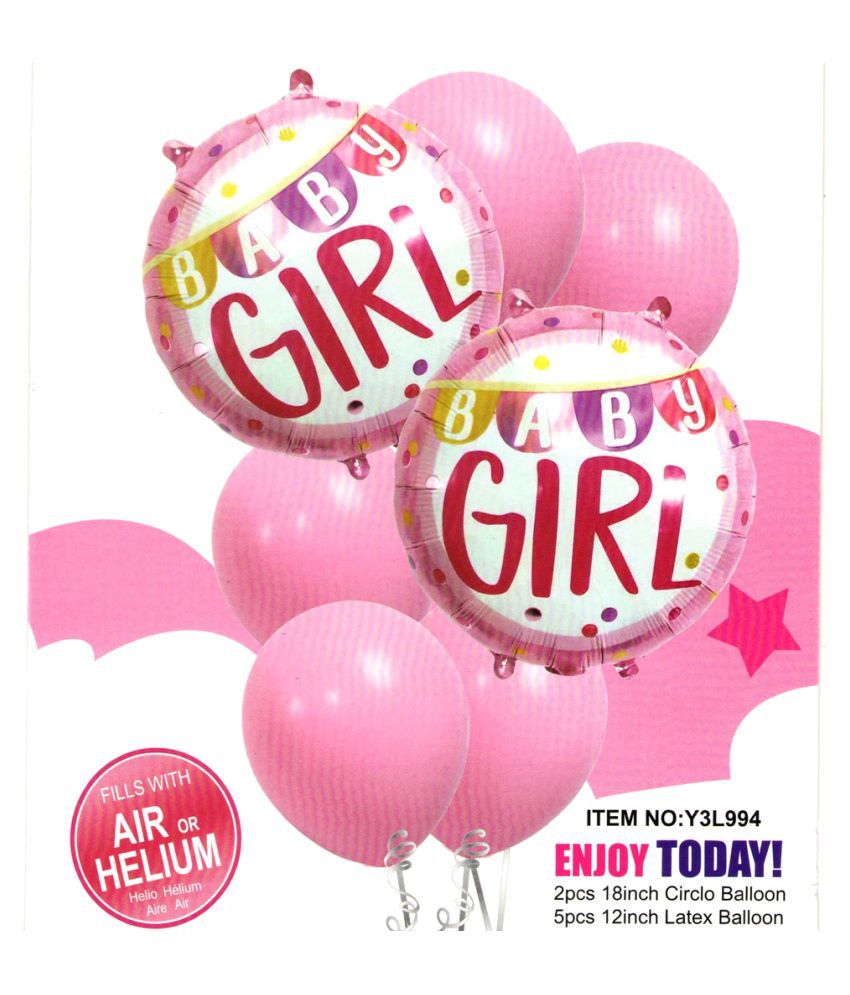     			Baby Girl 7 Pc Theme Party Baby Shower Decorations Foil Balloons, Latex Balloons Bouquet Set for Decoration (Pack of 7 Baby Girl Theme)