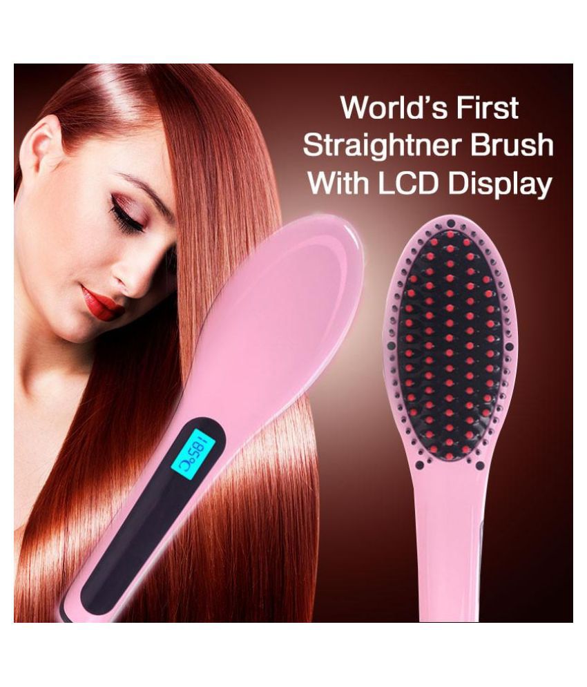 Hair Electric Comb Brush 3 in 1 Ceramic Fast Hair Straightener For Womens Hair  Straightening Brush with LCD Screen Temperature Control DisplayHair  Straightener For Women Pink products price 44900  Beauty 