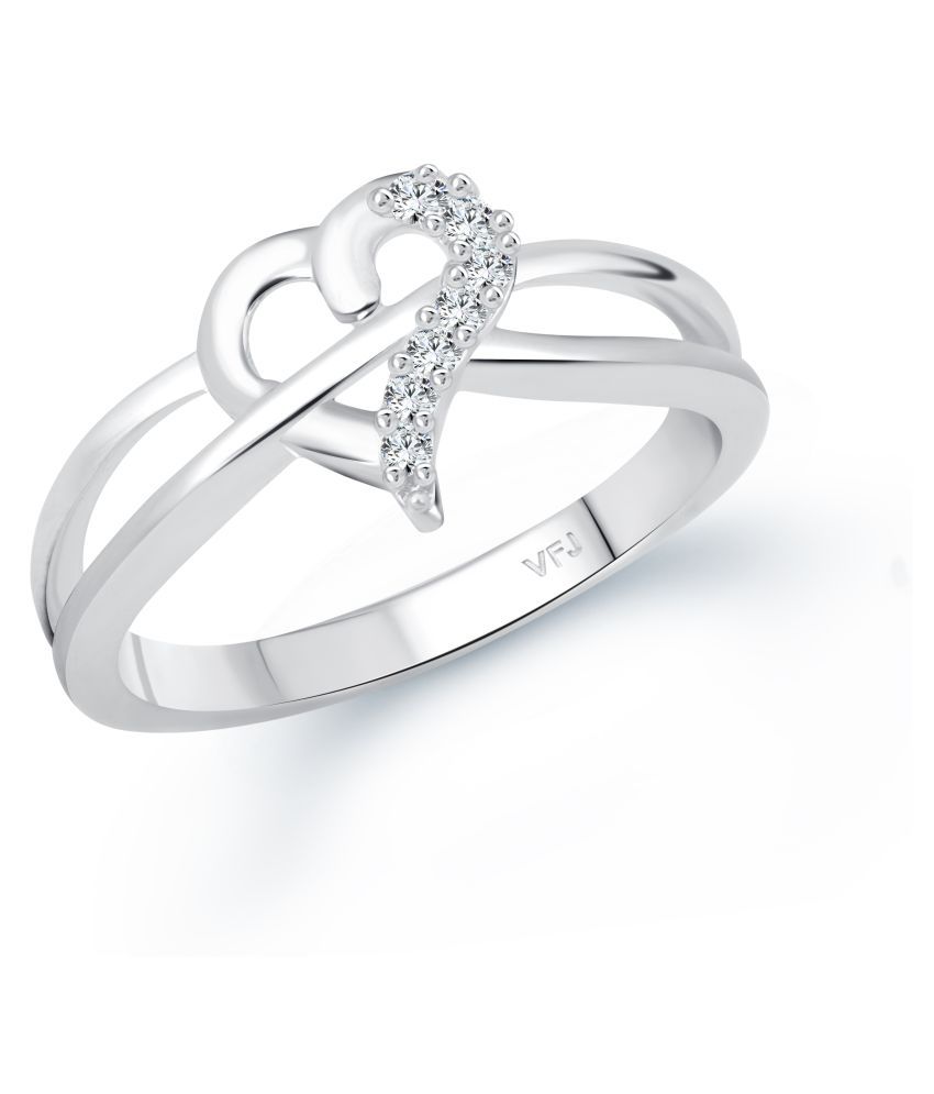     			Vighnaharta Rhodium Plated Alloy and Cubic Zirconia Dua Heart Ring for Women & Girls- (  VFJ1588FRR10 )