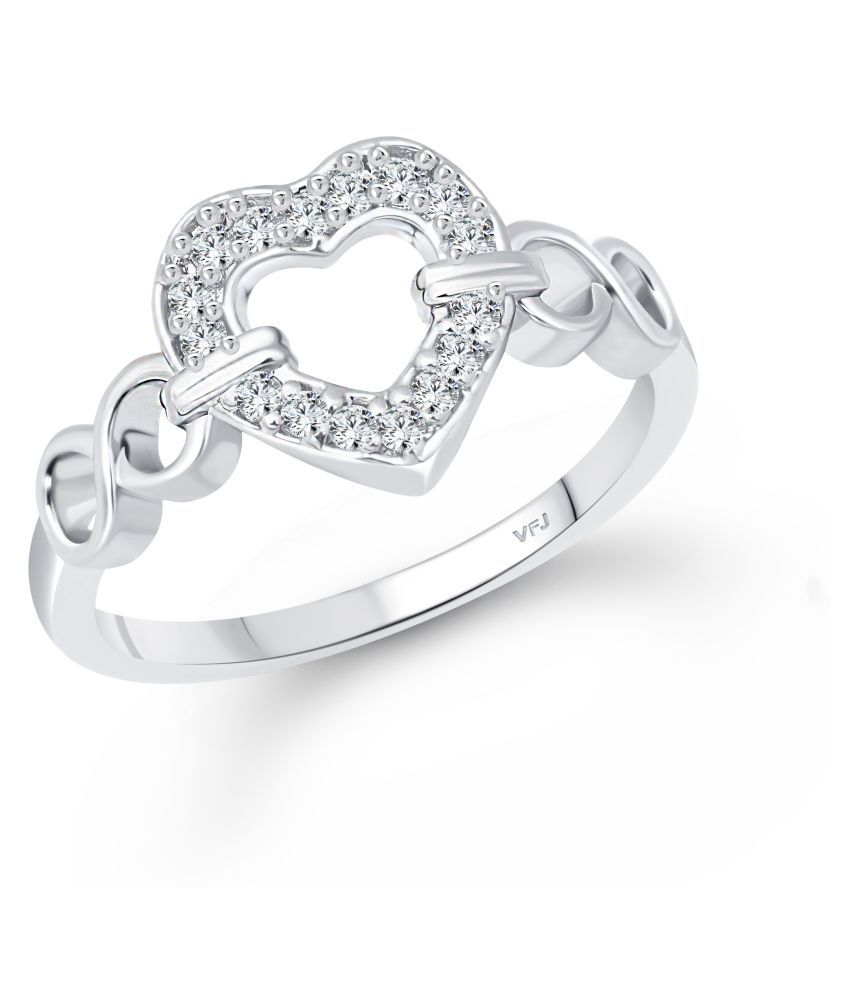     			Vighnaharta Silver Plated Classic Proposal Heart  Ring for Women Girls Valentine Gift- (  VFJ1596FRR15 )