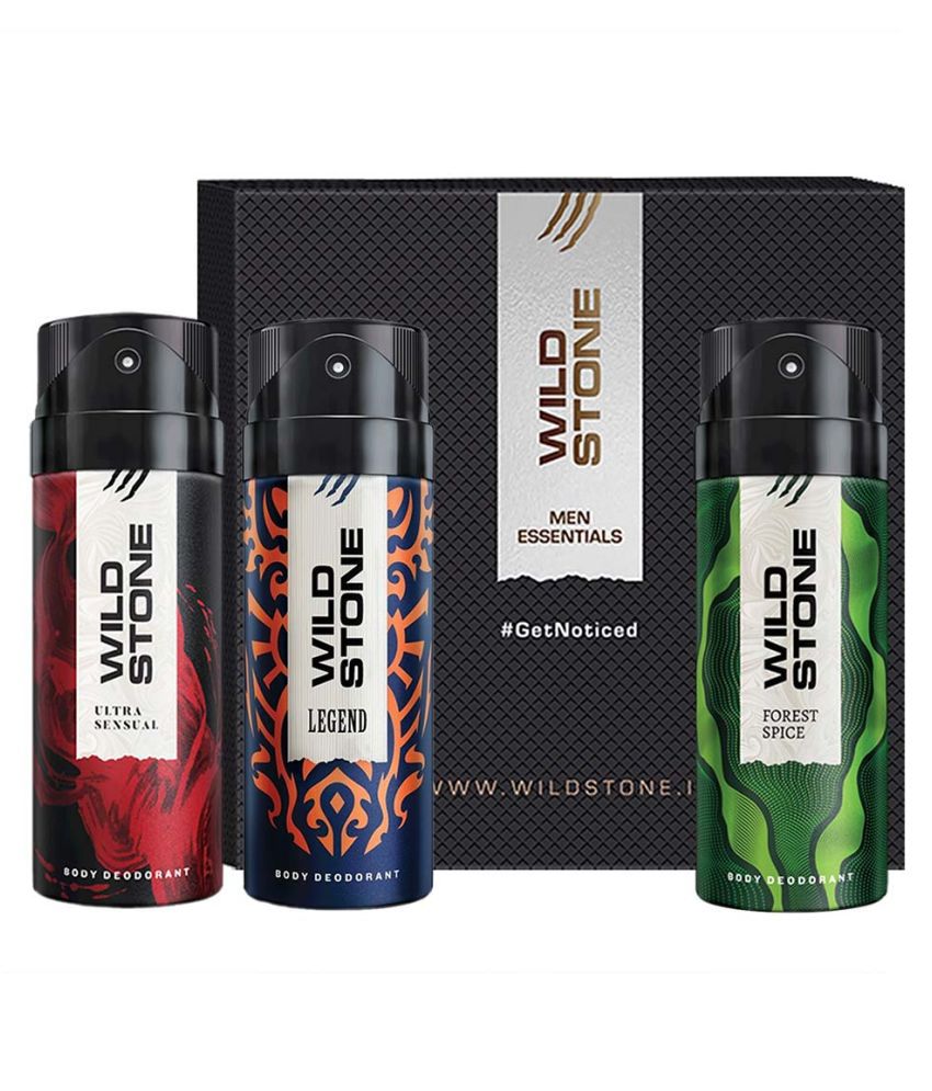     			Wild Stone Gift Box with Forest Spice, Legend and Ultra Sensual Deodorant, Pack of 3 (150ml Each)