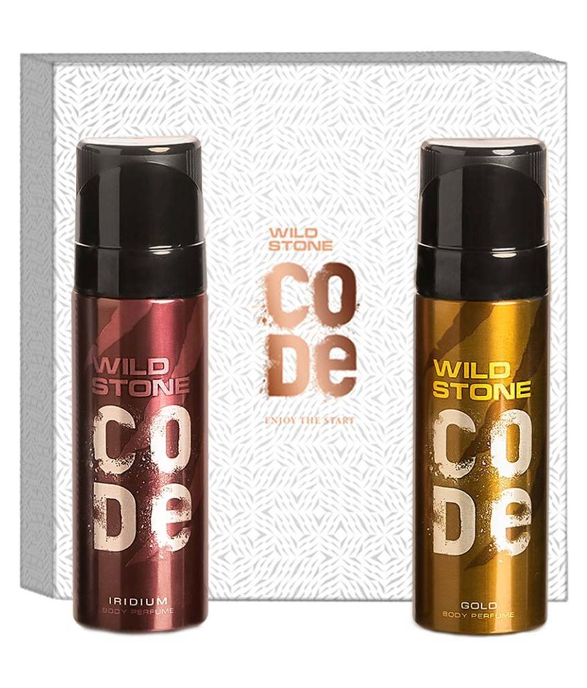     			Wild Stone Gift Box with Code Gold and Iridium Body Perfume (120ml Each) Perfume Body Spray - For Men (240 ml, Pack of 2)