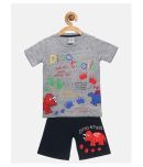 Lazy Shark Pack of 1 Boys Cotton Blend T-Shirt & Shorts ( Grey )