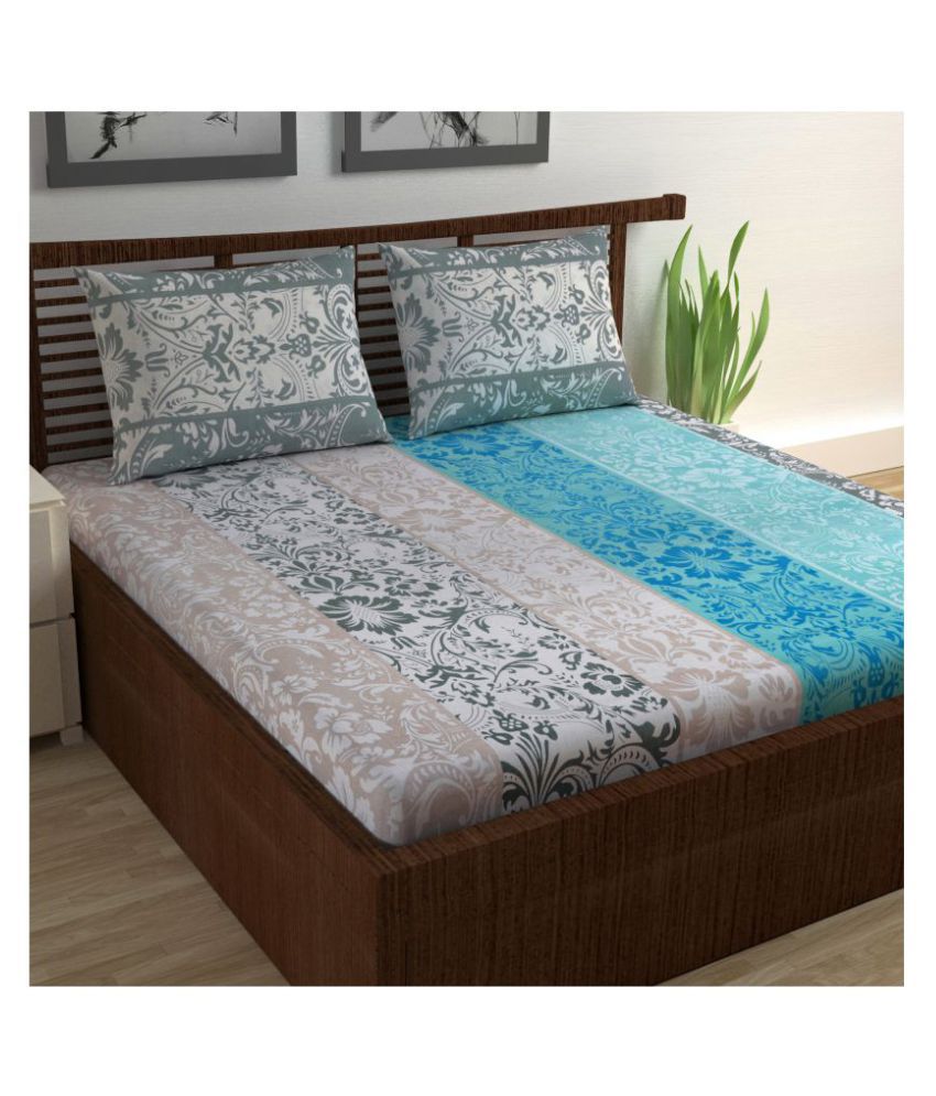     			DIVINE CASA Cotton King Size Bed Sheet With 2 Pillow Covers ( 270 cm x 222 cm )