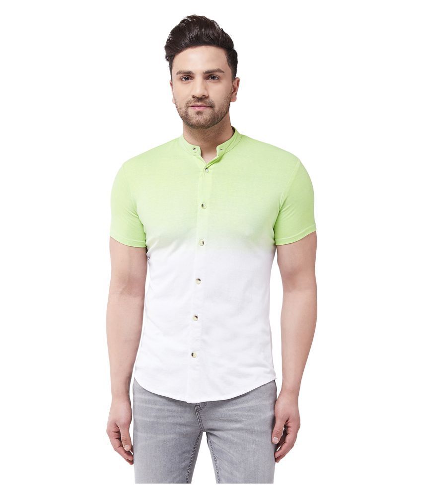 Gritstones Cotton Blend Green Shirt