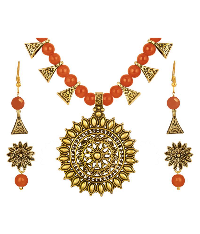     			JFL - Jewellery For Less Copper Orange Contemporary/Fashion Necklaces Set Princess