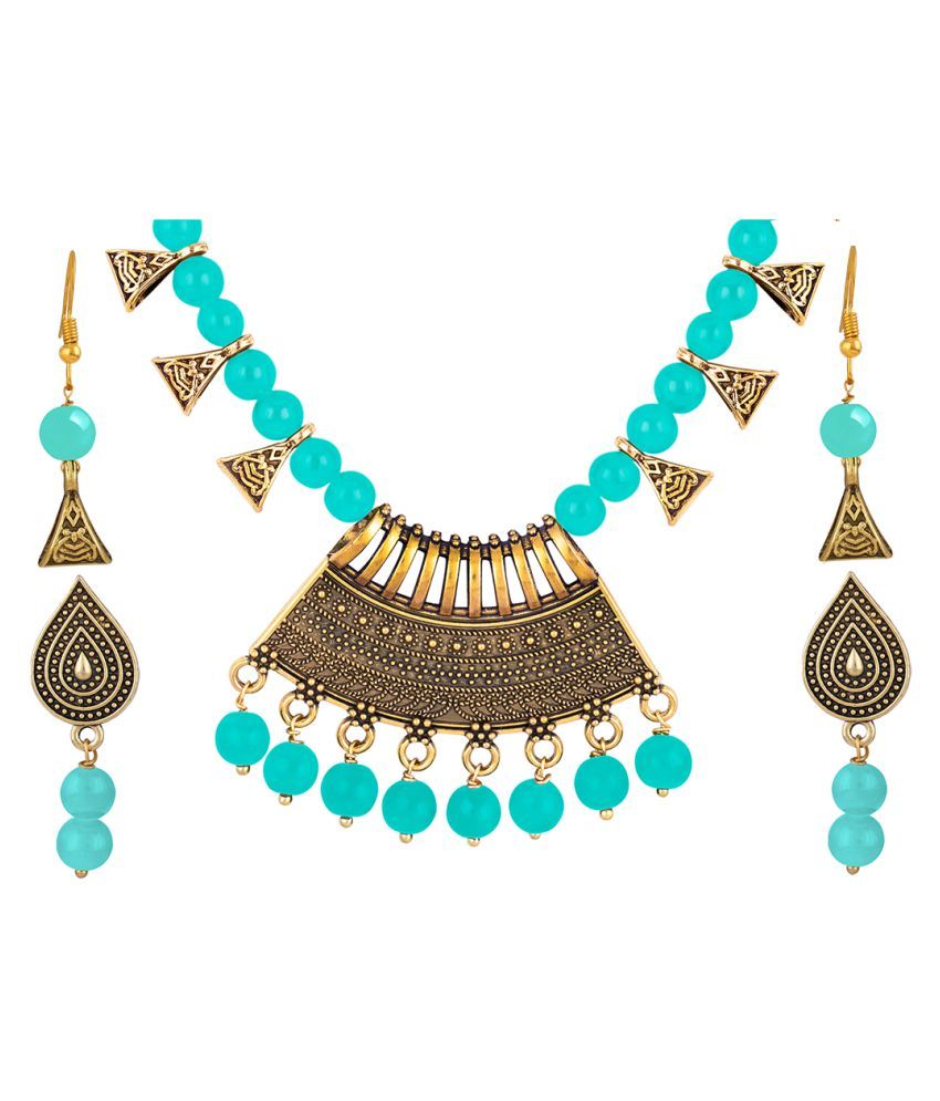     			JFL - Jewellery For Less Copper Turquoise Contemporary/Fashion Necklaces Set Princess