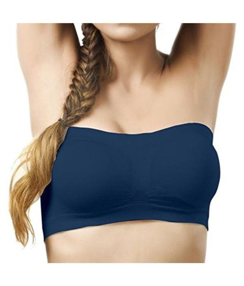     			ComfyStyle Cotton Lycra Tube Bra - Navy