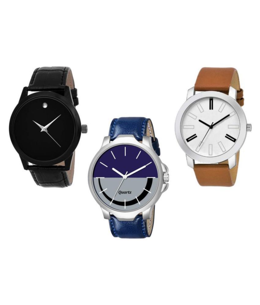     			EMPERO Set Of 3 All Style Leather Analog Men's Watch