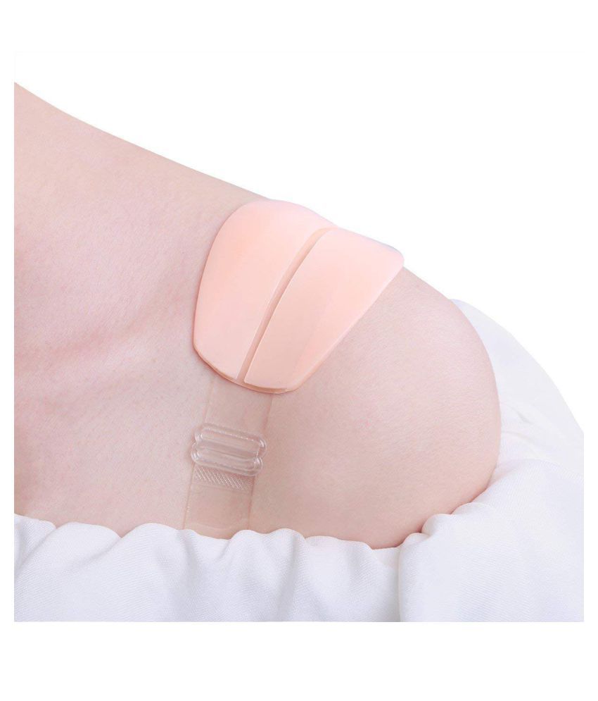     			Silicone Bra Strap Pain Relief Cushions Pad Holder Non-Slip Shoulder Silicone Protector Bra Strap Pads (Beige, Free Size)