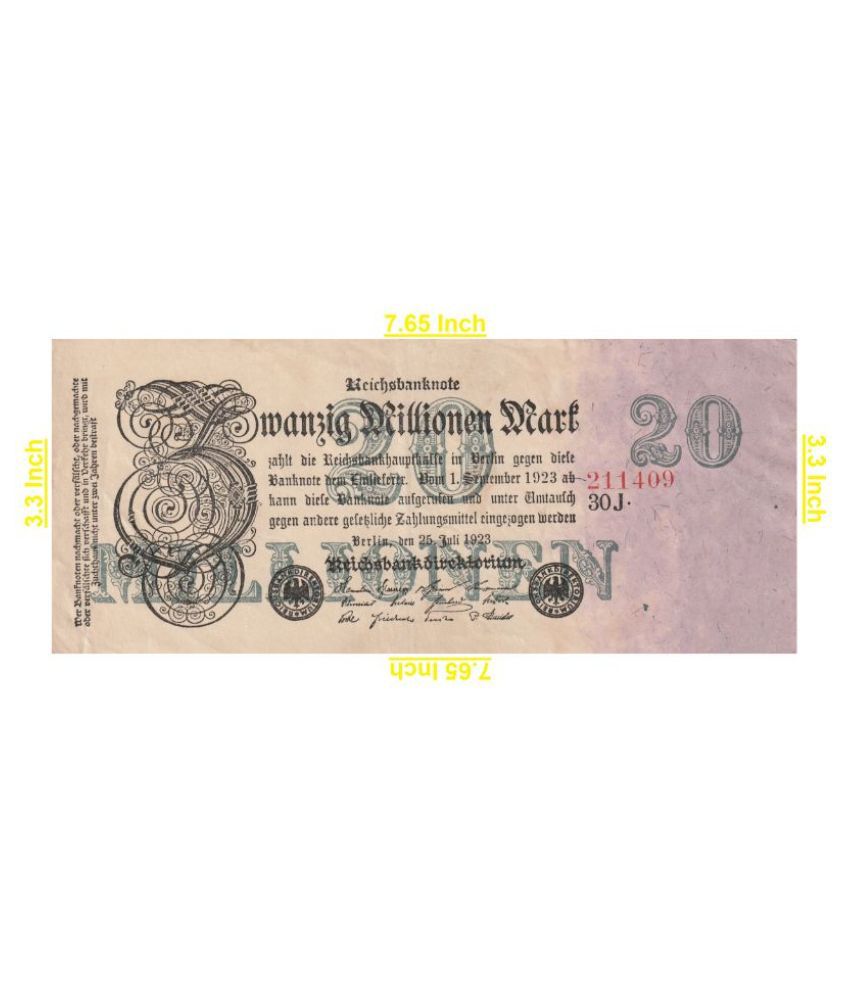     			20  Zwanzig  Millionen   Mark    ( 1923 )   Uniface   Germany    Pack    of    1    Rare   Product