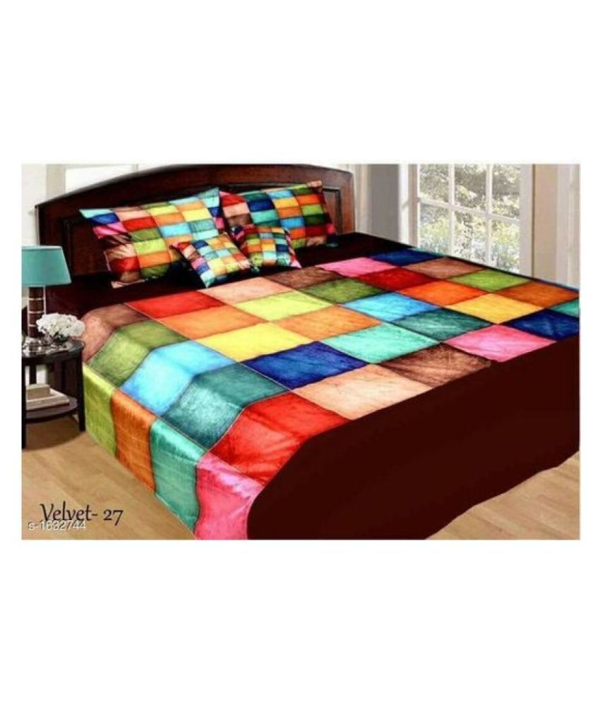 Velvet Double Bedsheet with 2 Pillow Covers ( 108 cm x 108 cm