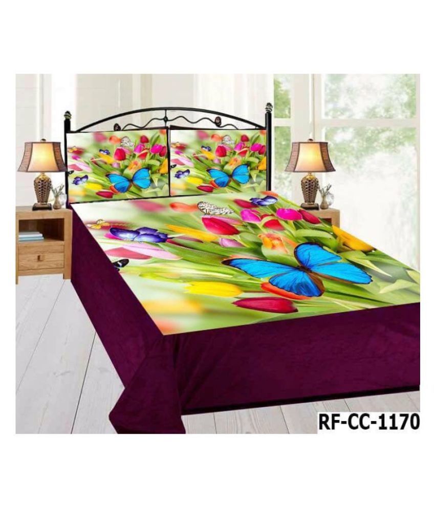 Velvet Double Bedsheet with 2 Pillow Covers ( 108 cm x 108 cm