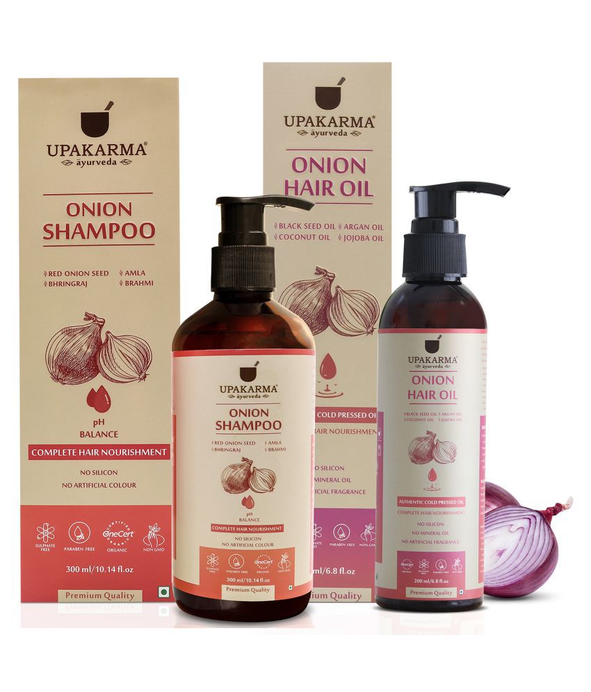 upakarma ayurveda Onion Hair Oil & Red Onion Shampoo Anti Hair Fall Shampoo 500 mL