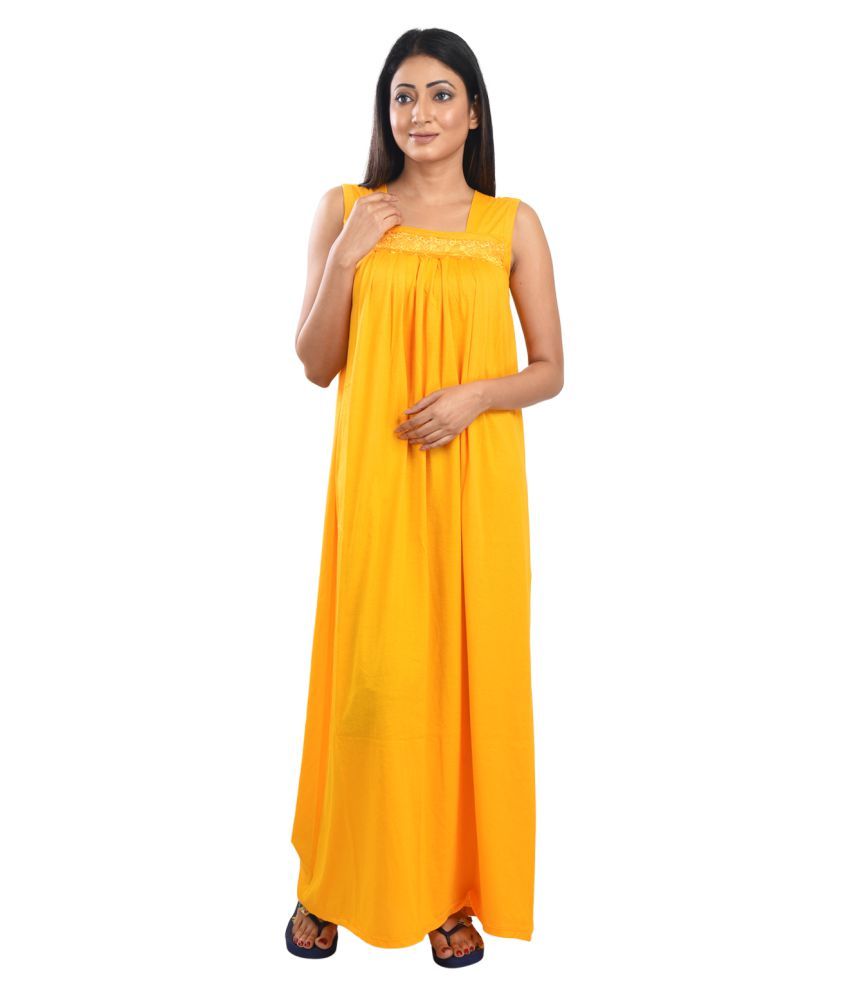     			PIYALI'S CREATION WOMEN'S Cotton Night Dress - Yellow