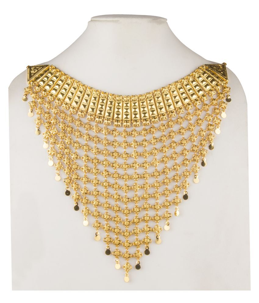     			Piah Brass Golden Designer Necklace Choker