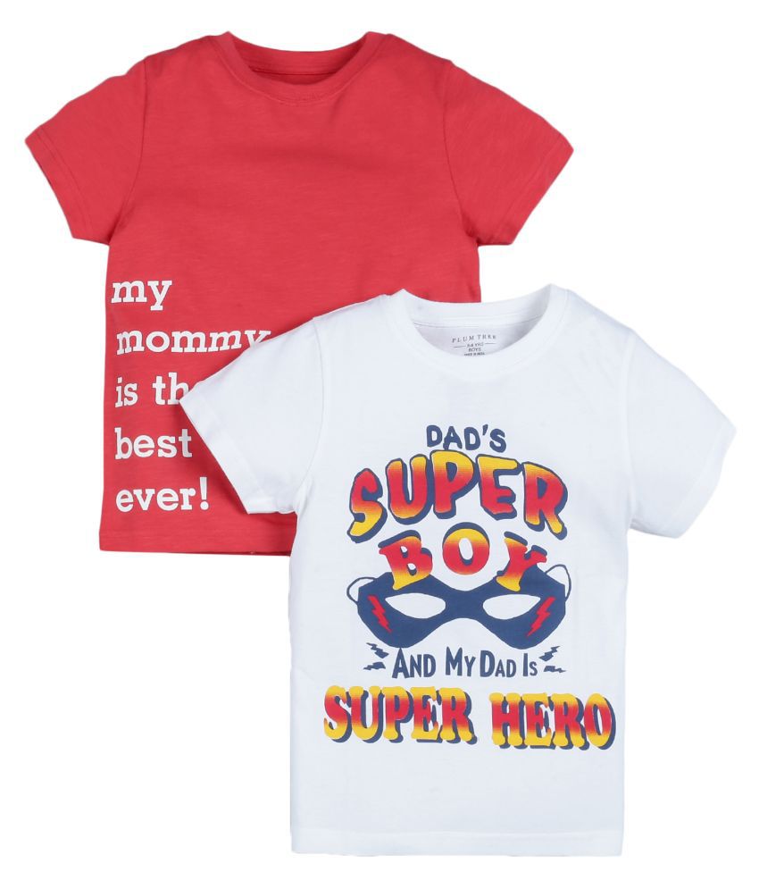     			Plum Tree Boys Half Sleeve Super Hero  Print T-shirt( Pack of 2)
