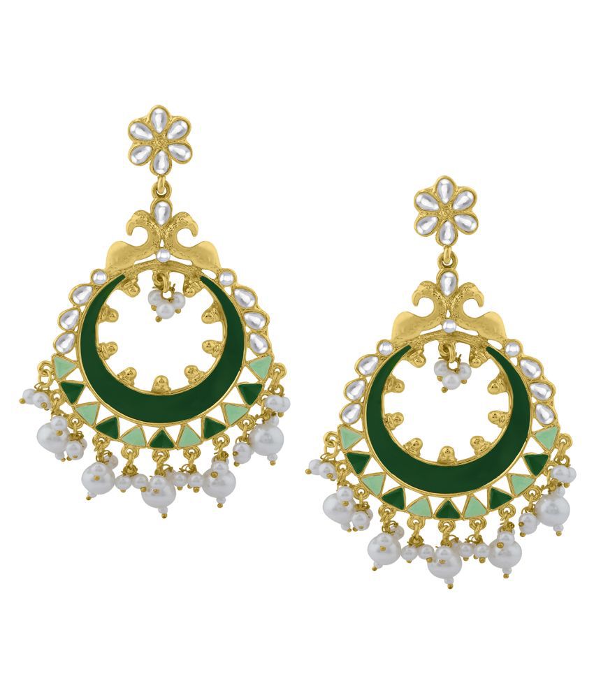     			Spargz Meenakari Alloy Gold Plated Kundan & Pearl Chandbali Earring For Women TER_271